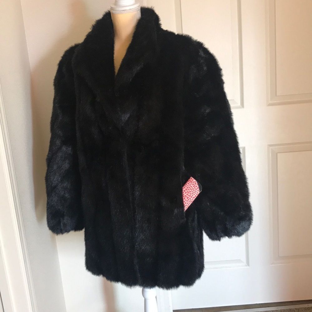 Mariel Faux For Coat  Large Vintage Black